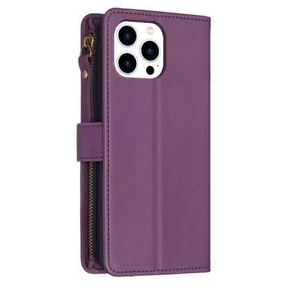 iPhone 16 Pro Max Leather Flip Phone Case with Zipper Wallet and 9 Card Slots, Durable PU + TPU Material