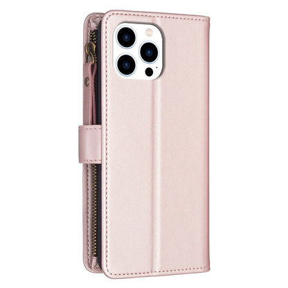 iPhone 16 Pro Max Leather Flip Phone Case with Zipper Wallet and 9 Card Slots, Durable PU + TPU Material