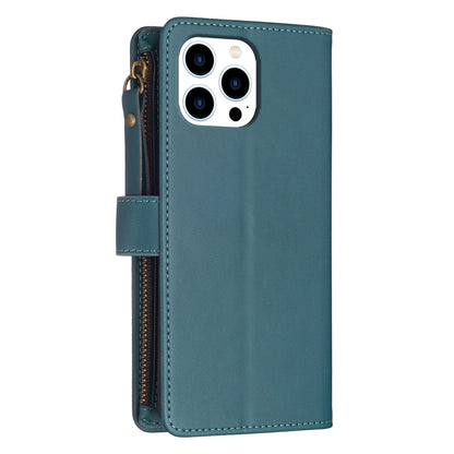 iPhone 16 Pro Leather Flip Phone Case with Zipper Wallet and 9 Card Slots, Durable PU + TPU Material