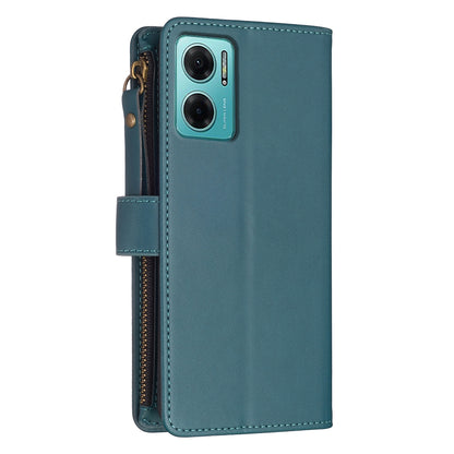 Xiaomi Redmi 10 5G Leather Flip Phone Case with Zipper Wallet and 9 Card Slots, Durable PU + TPU Material