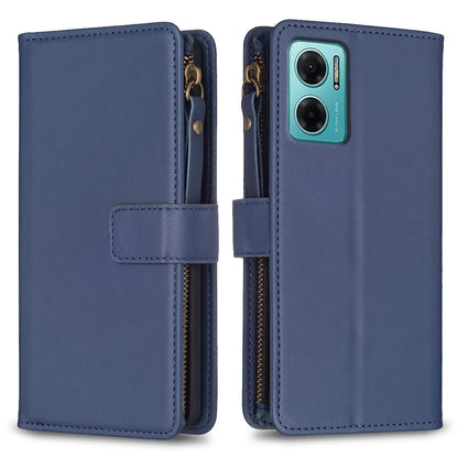 Xiaomi Redmi 10 5G Leather Flip Phone Case with Zipper Wallet and 9 Card Slots, Durable PU + TPU Material