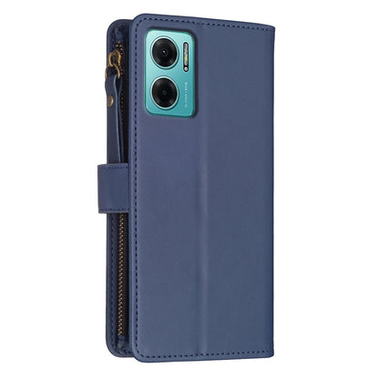 Xiaomi Redmi 10 5G Leather Flip Phone Case with Zipper Wallet and 9 Card Slots, Durable PU + TPU Material