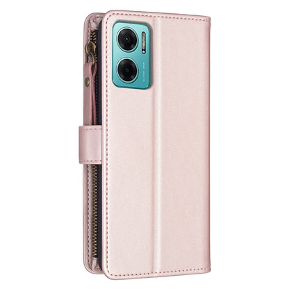 Xiaomi Redmi 10 5G Leather Flip Phone Case with Zipper Wallet and 9 Card Slots, Durable PU + TPU Material