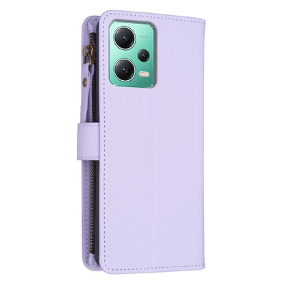 Xiaomi Redmi Note 12 5G Leather Flip Phone Case with Zipper Wallet and 9 Card Slots, Durable PU + TPU Material