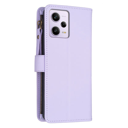 Xiaomi Redmi Note 12 Pro Leather Flip Phone Case with Zipper Wallet and 9 Card Slots, Durable PU + TPU Material