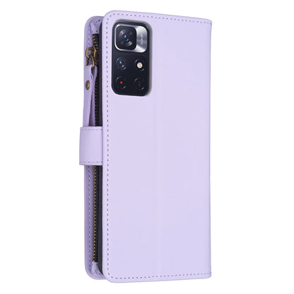 Xiaomi Redmi Note 12S 4G Leather Flip Phone Case with Zipper Wallet and 9 Card Slots, Durable PU + TPU Material