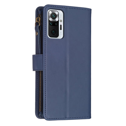 Xiaomi Redmi Note 10 Pro Leather Flip Phone Case with Zipper Wallet and 9 Card Slots, Durable PU + TPU Material