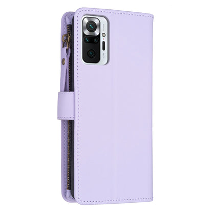 Xiaomi Redmi Note 10 Pro Leather Flip Phone Case with Zipper Wallet and 9 Card Slots, Durable PU + TPU Material