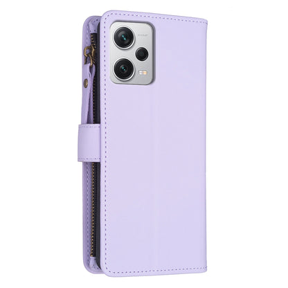 Xiaomi Redmi Note 12 Pro+ 5G Global Leather Flip Phone Case with Zipper Wallet and 9 Card Slots, Durable PU + TPU Material