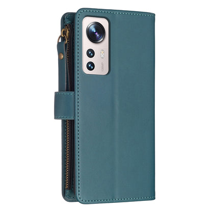 Xiaomi 12 Lite Leather Flip Phone Case with Zipper Wallet and 9 Card Slots, Durable PU + TPU Material