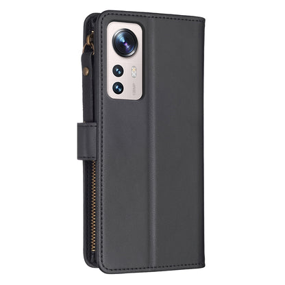 Xiaomi 12 Lite Leather Flip Phone Case with Zipper Wallet and 9 Card Slots, Durable PU + TPU Material