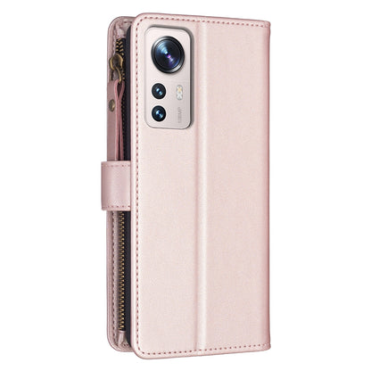 Xiaomi 12 Lite Leather Flip Phone Case with Zipper Wallet and 9 Card Slots, Durable PU + TPU Material