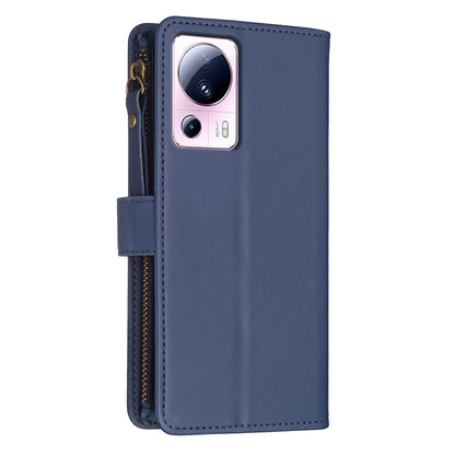 Xiaomi 13 Lite Leather Flip Phone Case with Zipper Wallet and 9 Card Slots, Durable PU + TPU Material