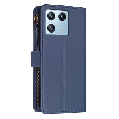 Xiaomi 13 Pro Leather Flip Phone Case with Zipper Wallet and 9 Card Slots, Durable PU + TPU Material