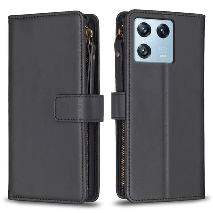 Xiaomi 13 Pro Leather Flip Phone Case with Zipper Wallet and 9 Card Slots, Durable PU + TPU Material