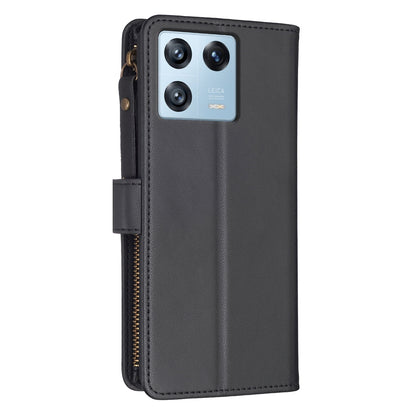 Xiaomi 13 Pro Leather Flip Phone Case with Zipper Wallet and 9 Card Slots, Durable PU + TPU Material