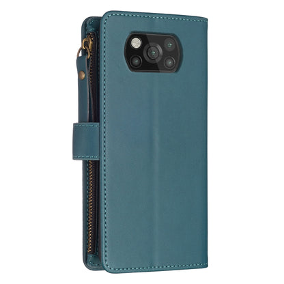 Xiaomi Poco X3 Leather Flip Phone Case with Zipper Wallet and 9 Card Slots, Durable PU + TPU Material