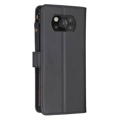 Xiaomi Poco X3 Leather Flip Phone Case with Zipper Wallet and 9 Card Slots, Durable PU + TPU Material