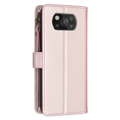 Xiaomi Poco X3 Leather Flip Phone Case with Zipper Wallet and 9 Card Slots, Durable PU + TPU Material