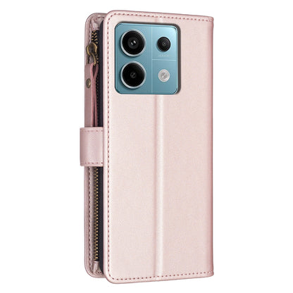 Xiaomi Redmi Note 13 Pro 5G Leather Flip Phone Case with Zipper Wallet and 9 Card Slots, Durable PU + TPU Material