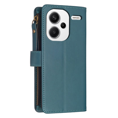 Xiaomi Redmi Note 13 Pro+ 5G Leather Flip Phone Case with Zipper Wallet and 9 Card Slots, Durable PU + TPU Material