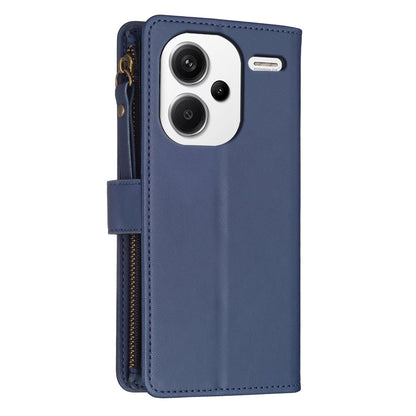 Xiaomi Redmi Note 13 Pro+ 5G Leather Flip Phone Case with Zipper Wallet and 9 Card Slots, Durable PU + TPU Material