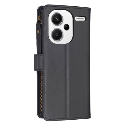 Xiaomi Redmi Note 13 Pro+ 5G Leather Flip Phone Case with Zipper Wallet and 9 Card Slots, Durable PU + TPU Material