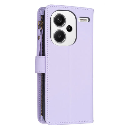 Xiaomi Redmi Note 13 Pro+ 5G Leather Flip Phone Case with Zipper Wallet and 9 Card Slots, Durable PU + TPU Material