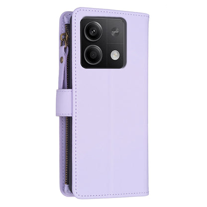 Xiaomi Redmi Note 13 Leather Flip Phone Case with Zipper Wallet and 9 Card Slots, Durable PU + TPU Material