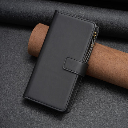 Xiaomi Redmi Note 13 4G Global Leather Flip Phone Case with Zipper Wallet and 9 Card Slots, Durable PU + TPU Material