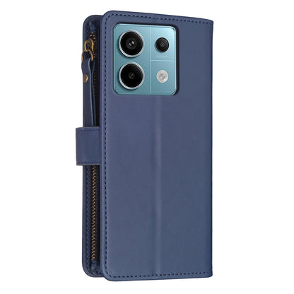 Xiaomi Redmi Note 13 Pro 4G Global Leather Flip Phone Case with Zipper Wallet and 9 Card Slots, Durable PU + TPU Material