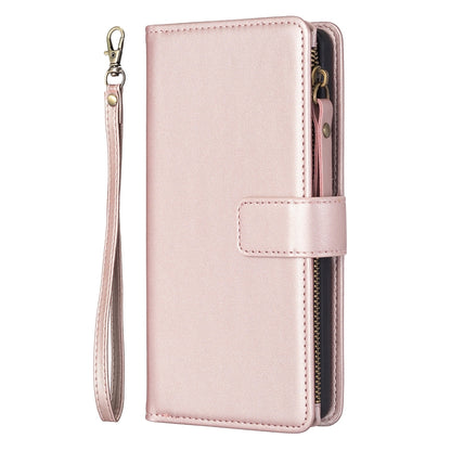 Xiaomi Poco M6 Pro 4G Leather Flip Phone Case with Zipper Wallet and 9 Card Slots, Durable PU + TPU Material