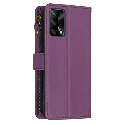 OPPO A74 4G Leather Flip Phone Case with Zipper Wallet and 9 Card Slots, Durable PU + TPU Material