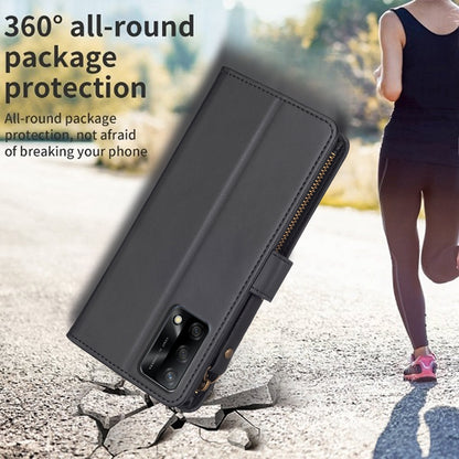 OPPO F19 4G Leather Flip Phone Case with Zipper Wallet and 9 Card Slots, Durable PU + TPU Material