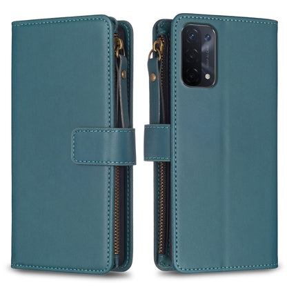OPPO A74 5G Leather Flip Phone Case with Zipper Wallet and 9 Card Slots, Durable PU + TPU Material