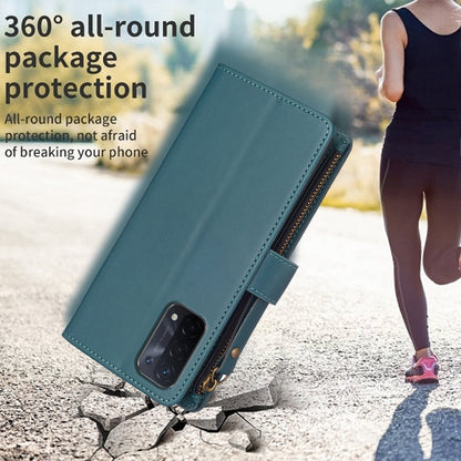 OPPO A74 5G Leather Flip Phone Case with Zipper Wallet and 9 Card Slots, Durable PU + TPU Material