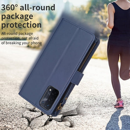 OPPO A93 5G Leather Flip Phone Case with Zipper Wallet and 9 Card Slots, Durable PU + TPU Material