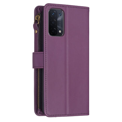 OPPO A93 5G Leather Flip Phone Case with Zipper Wallet and 9 Card Slots, Durable PU + TPU Material