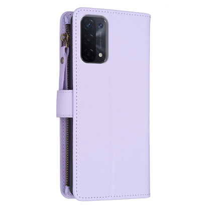 OPPO A74 5G Leather Flip Phone Case with Zipper Wallet and 9 Card Slots, Durable PU + TPU Material