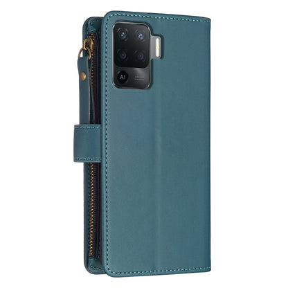 OPPO F19 Pro Leather Flip Phone Case with Zipper Wallet and 9 Card Slots, Durable PU + TPU Material