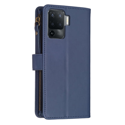 OPPO F19 Pro Leather Flip Phone Case with Zipper Wallet and 9 Card Slots, Durable PU + TPU Material