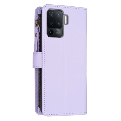 OPPO A94 4G Leather Flip Phone Case with Zipper Wallet and 9 Card Slots, Durable PU + TPU Material