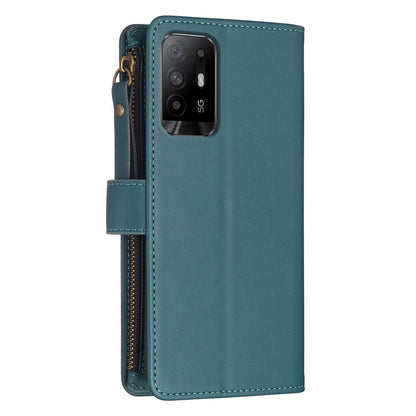 OPPO Reno5 Z 5G Leather Flip Phone Case with Zipper Wallet and 9 Card Slots, Durable PU + TPU Material