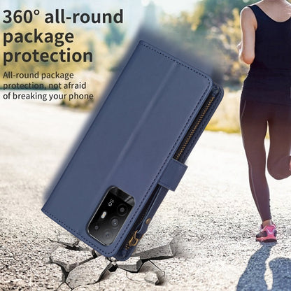 OPPO Reno5 Z 5G Leather Flip Phone Case with Zipper Wallet and 9 Card Slots, Durable PU + TPU Material