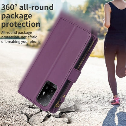 OPPO A94 5G Leather Flip Phone Case with Zipper Wallet and 9 Card Slots, Durable PU + TPU Material