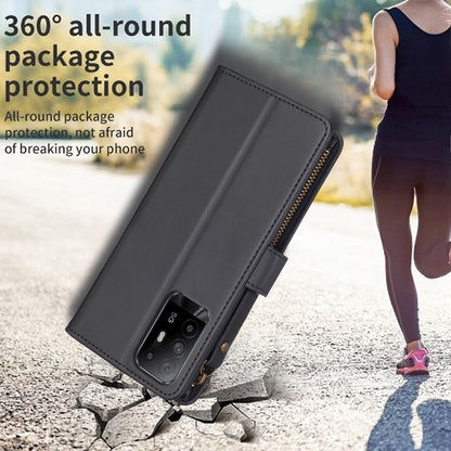 OPPO A94 5G Leather Flip Phone Case with Zipper Wallet and 9 Card Slots, Durable PU + TPU Material