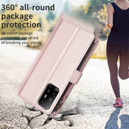 OPPO Reno5 Z 5G Leather Flip Phone Case with Zipper Wallet and 9 Card Slots, Durable PU + TPU Material