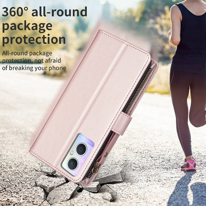 OPPO Reno7 Z Leather Flip Phone Case with Zipper Wallet and 9 Card Slots, Durable PU + TPU Material