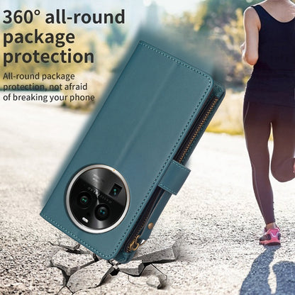 OPPO Find X6 Pro Leather Flip Phone Case with Zipper Wallet and 9 Card Slots, Durable PU + TPU Material