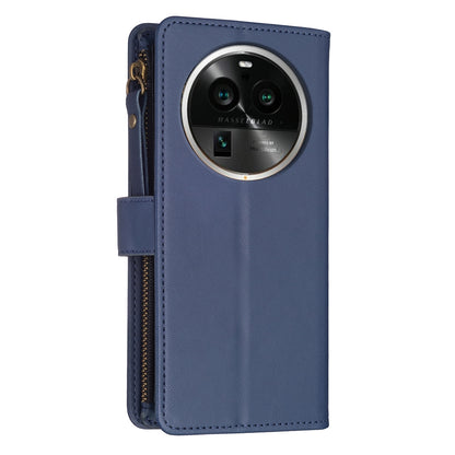 OPPO Find X6 Pro Leather Flip Phone Case with Zipper Wallet and 9 Card Slots, Durable PU + TPU Material